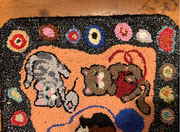 Playful Kitties Hand Hooked Rug
